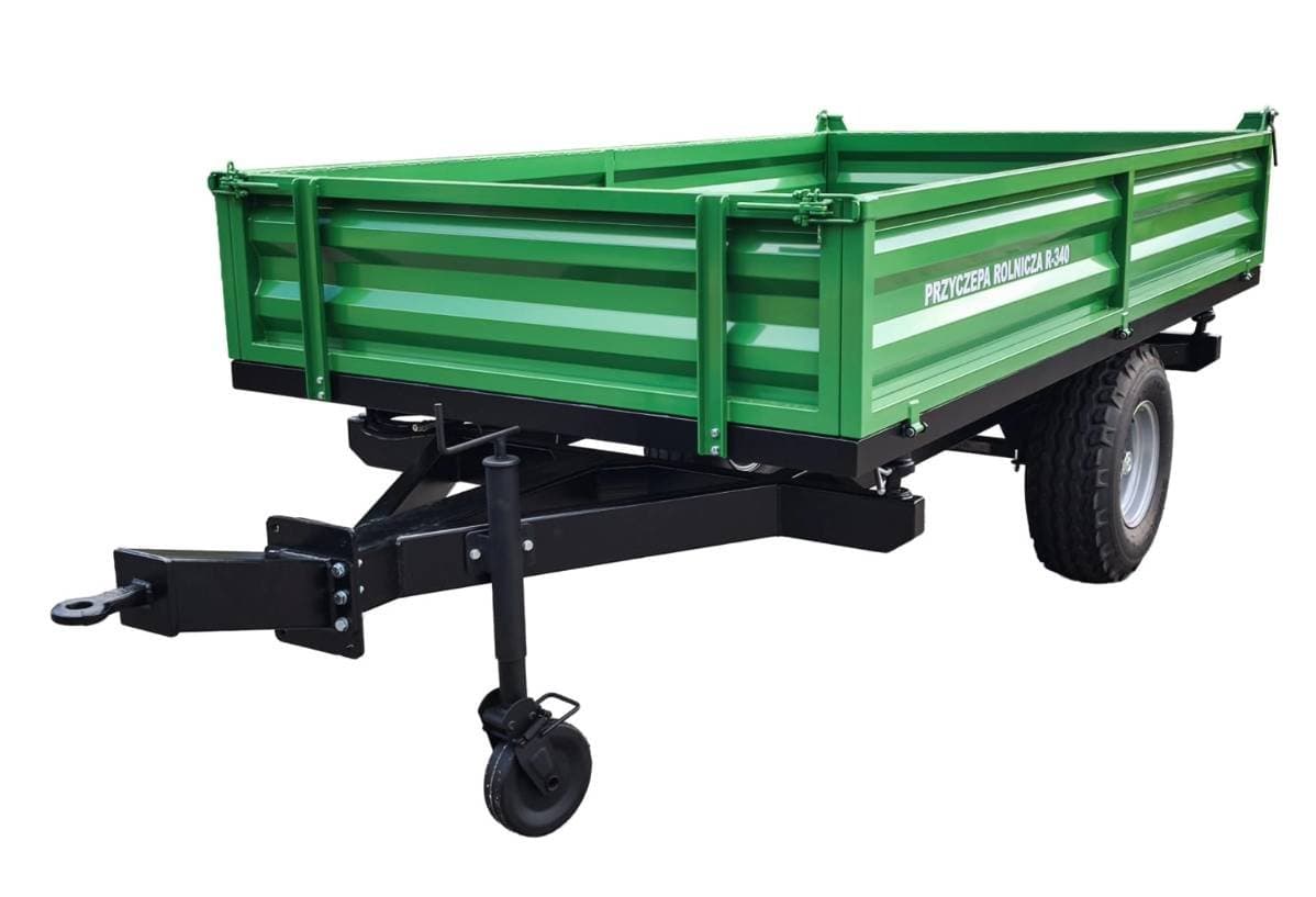 Przyczepa rolnicza jednoosiowa z wywrotem do traktora 4,5 t, model: R-340 RAL9005