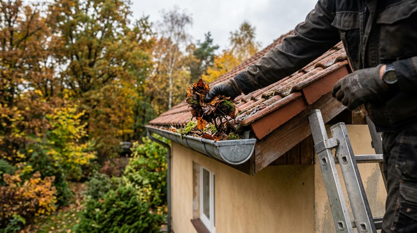 Czyszczenie rynien z liści — cena za metr bieżący zależy od wysokości domu