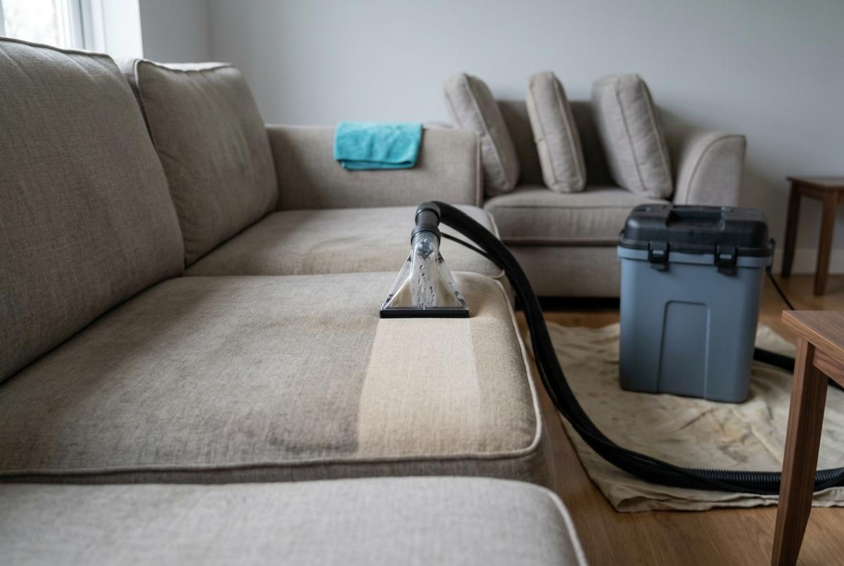 Upholstery cleaning — praca wykonawcy