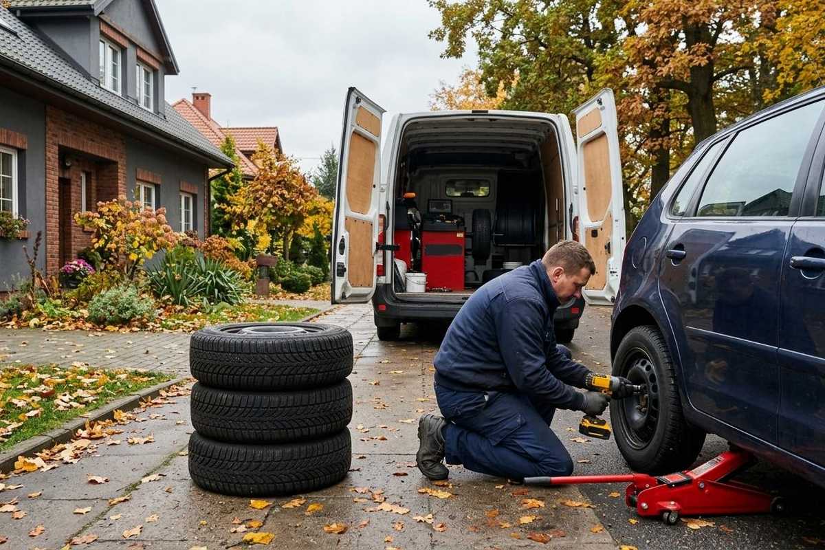 Wymiana opon i wulkanizacja — praca wykonawcy